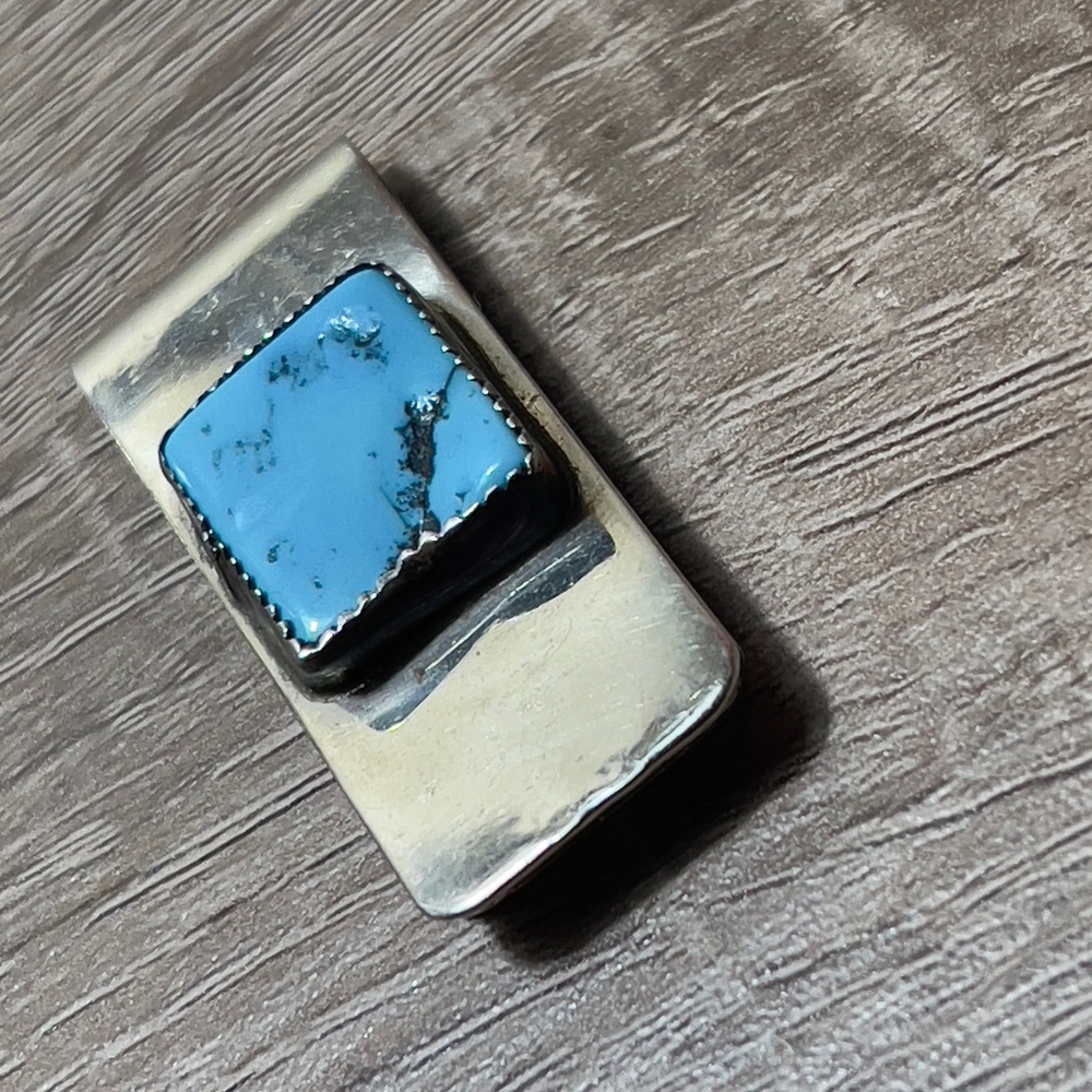 Silver and Turquoise Money Clip